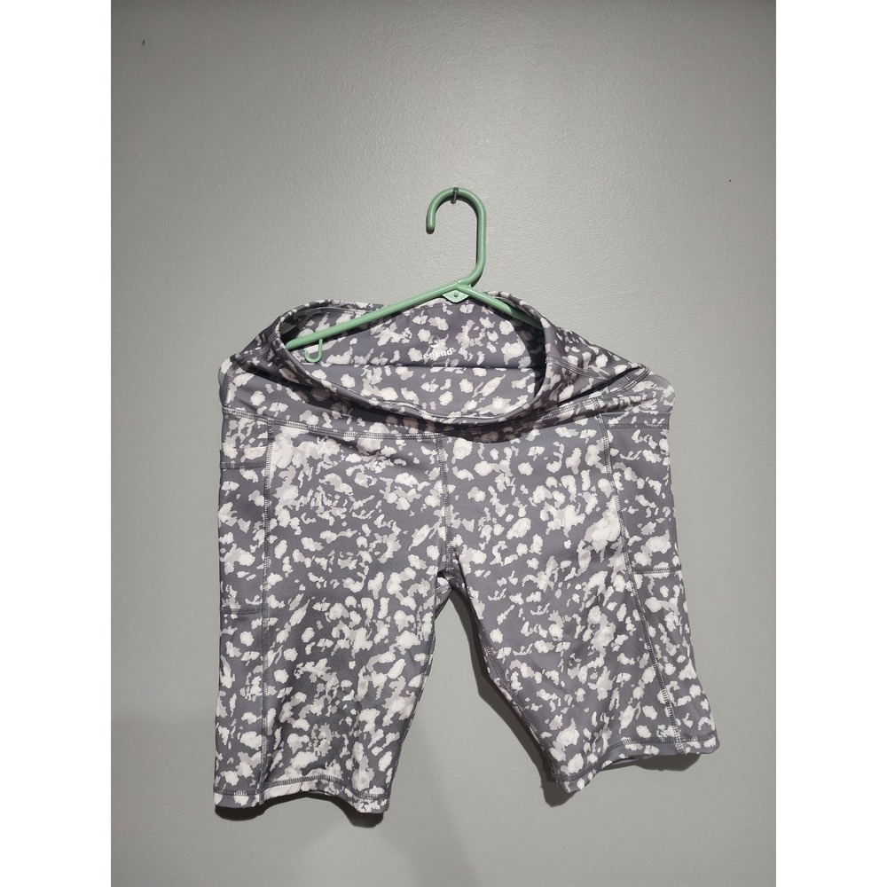 LegEnd Grey White Abstract Print Biker Shorts High Waist Athletic Pockets Size M